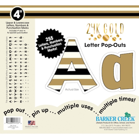 Barker Creek Gold 4" Letter Pop-Outs, 255 Characters/Set 1723